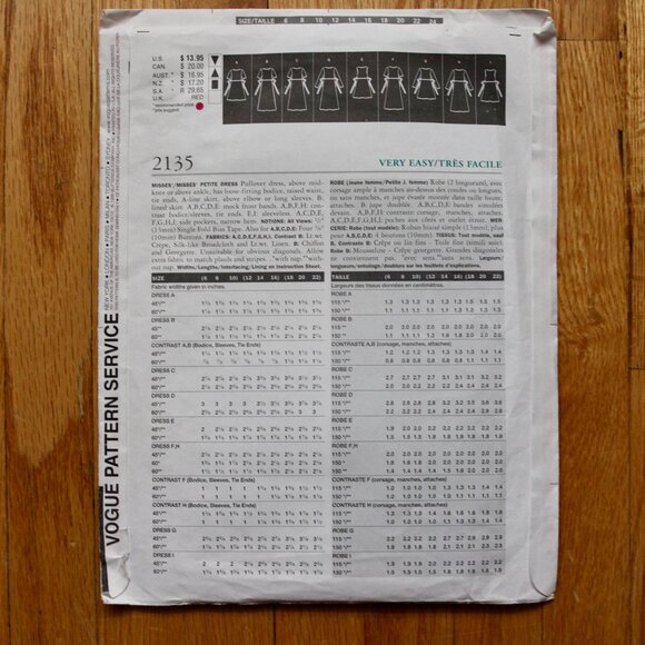 Vintage Vogue Easy Options multi-size patterns - Picture 3 of 9